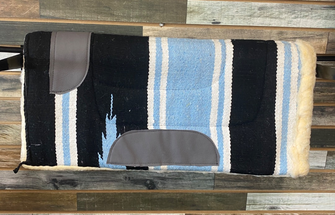 USED  Fleece Lined Western Pad  Light Blue/White/Black