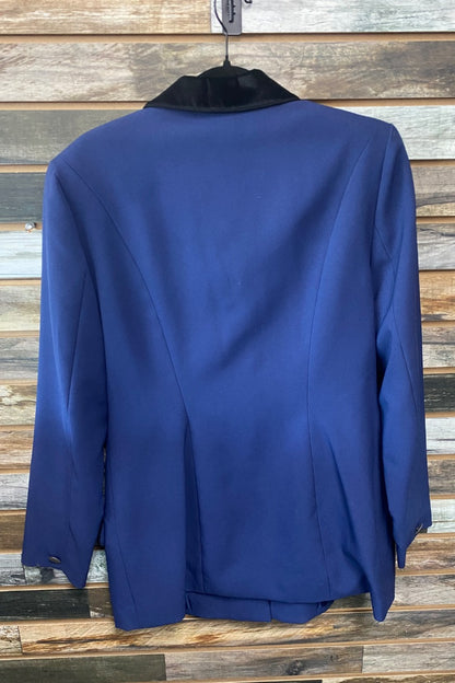 USED Stateline Tack Show Coat with Black Velvet Collar /Pockets Large Blue