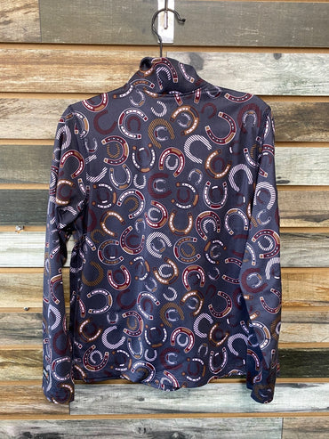 USED Kerrits Youth English Riding Top Long Sleeves Youth Large Gray/Purple