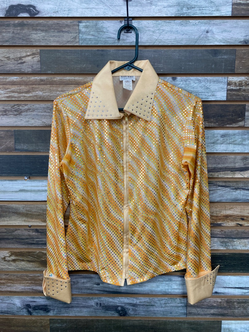 USED Hobby Horse Sequin Show Shirt Orange w/ Sequins