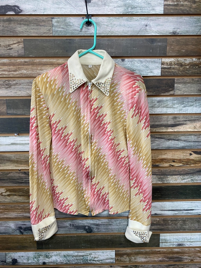 USED  Show Shirt Medium Pink & Tan