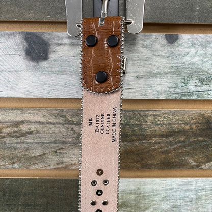 USED Bedazzled Ladies Western Belts Medium Brown/Crystals