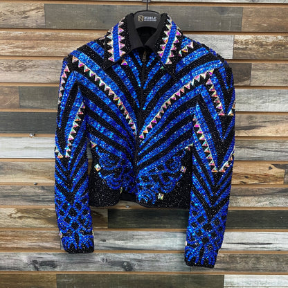USED  Show Jacket with Crystals XS Blue