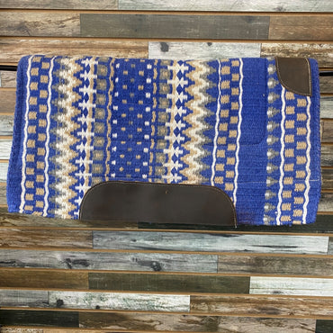 USED  Western Saddle Pad 31"x32" Blue/tan/white