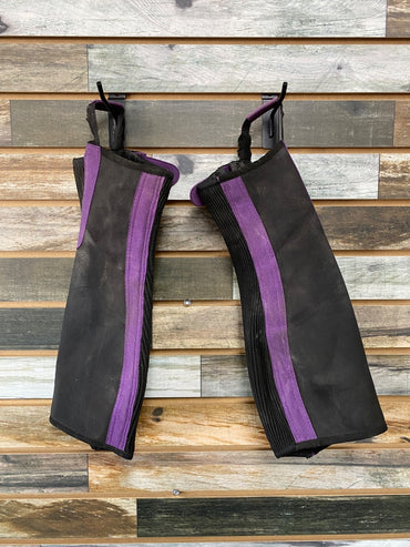 USED  Ladies Half Chaps Large Black/Purple