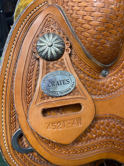 USED Crates Supreme Ladies Light Reiner Saddle With Hand Tooled Boarder 16" Natural