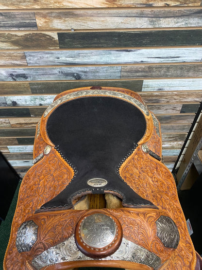 USED Billy Cook Maker Floral Tooled Pleasure/Equitation Show Saddle with Silver 16" Light Oil
