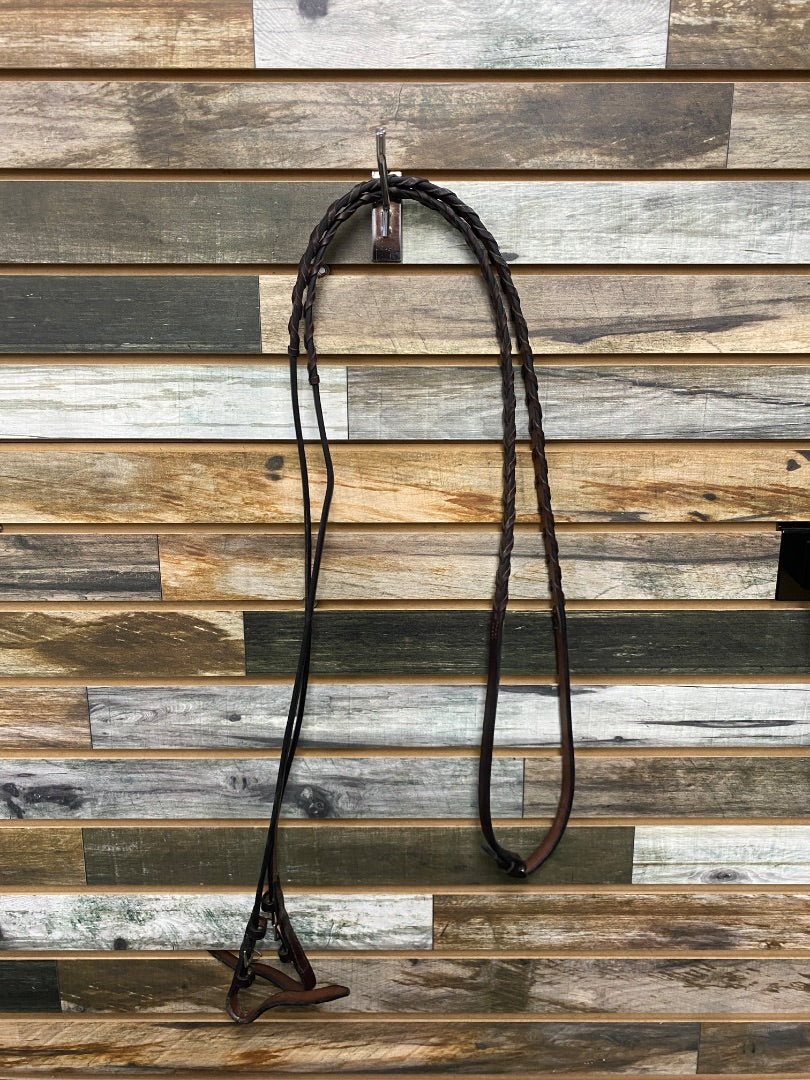 USED Tory Leather English Laced Reins  Dark Oil