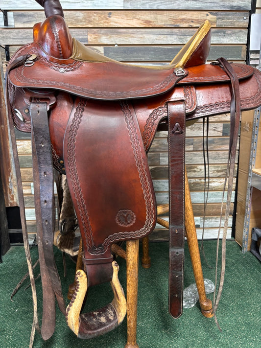 USED Circle Y All Around Ranch Saddle 17" Dark Oil