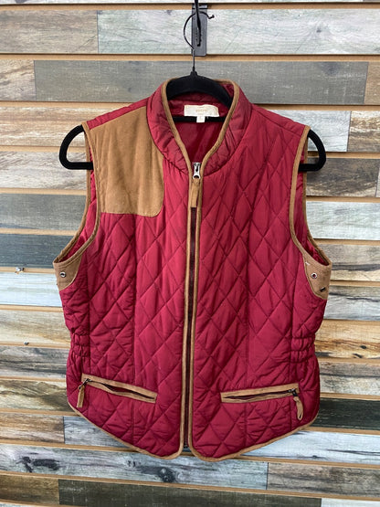 USED Entro Ladies Western Vest Large Burgundy & Brown Suede