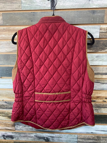 USED Entro Ladies Western Vest Large Burgundy & Brown Suede