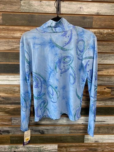 USED New F.T.W.W Ladies Western Tops Large  Light Blue/Sparkle