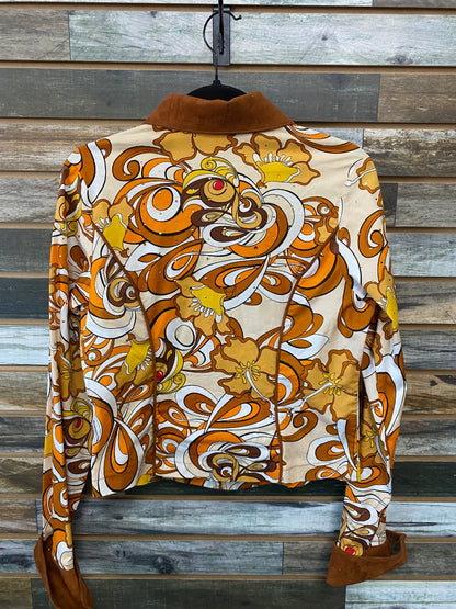 USED Hobby Horse Ladies Western Tops large Orange Floral