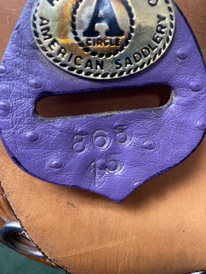USED Circle A 15" Barrel Saddle | Light Oil & Purple Ostrich Leather
