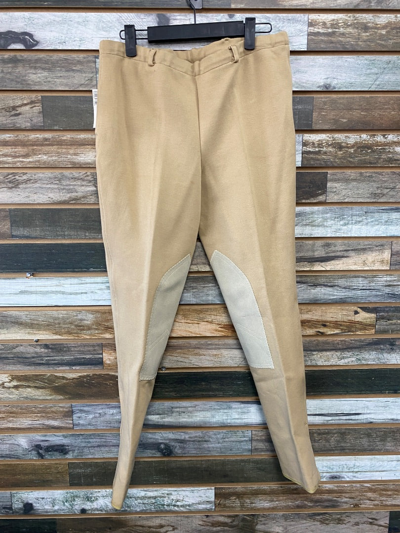 USED Perris (NWT) Knee Patch Breeches Large Tan