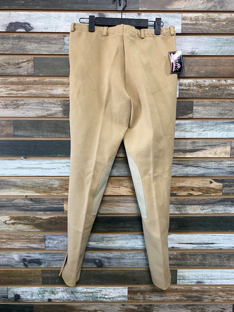USED Perris (NWT) Knee Patch Breeches Large Tan