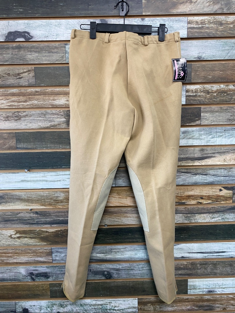 USED Perris (NWT) Knee Patch Breeches Large Tan