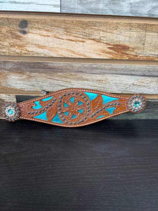 USED  Western Browband  Blue with Crystal