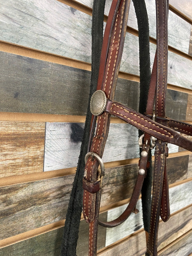 USED Browband Headstall with Reins and Tom Thumb Bit