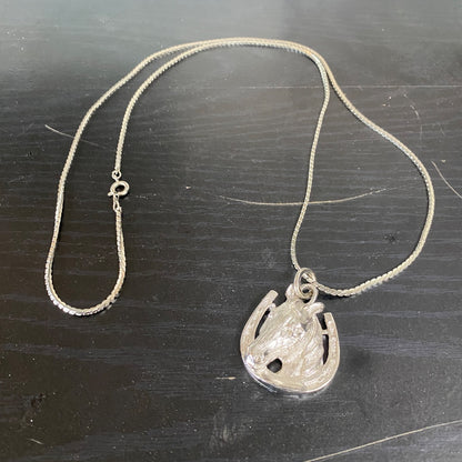 USED  Horse Head Necklace Silver