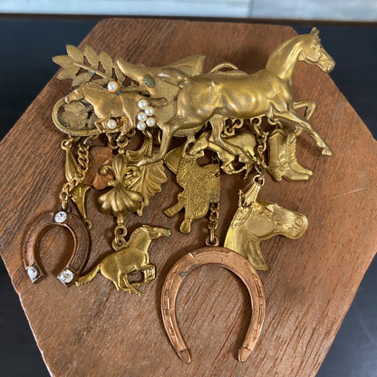 USED  Horse Charm Pin  Gold