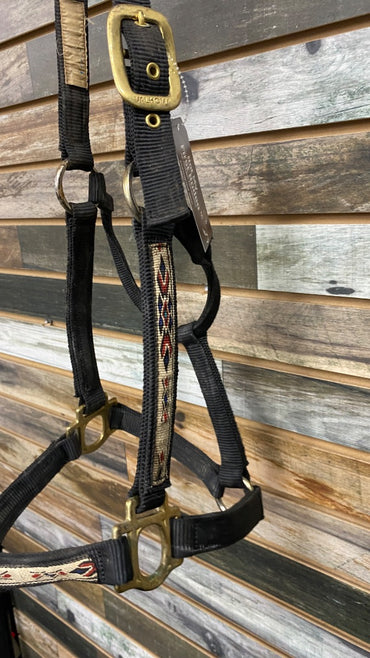 USED  Nylon Halter Horse Black/Navajo
