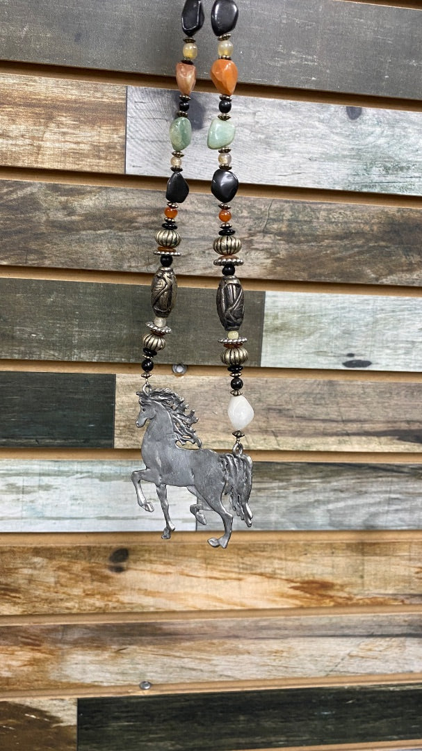 USED  Horse Pendant Necklace  Silver