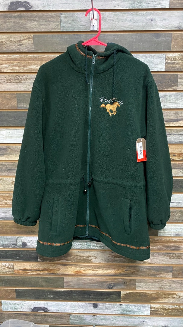 USED Cabella Fleece Jacket with Horse Emboried Extra Large Green