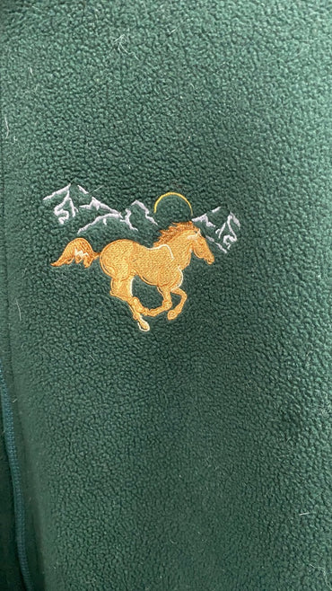 USED Cabella Fleece Jacket with Horse Emboried Extra Large Green