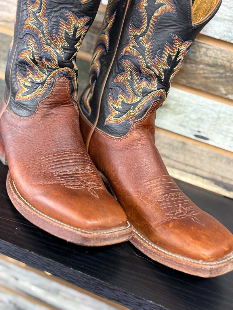 USED Justin Square Toe Boots 8.5