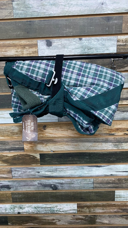 USED Sheet 78" Navy & Dark Green Plaid