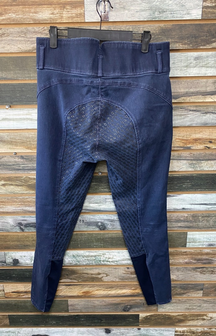 USED Horze Ladies "jean" Full Seat Breech, High Waist Full Navy