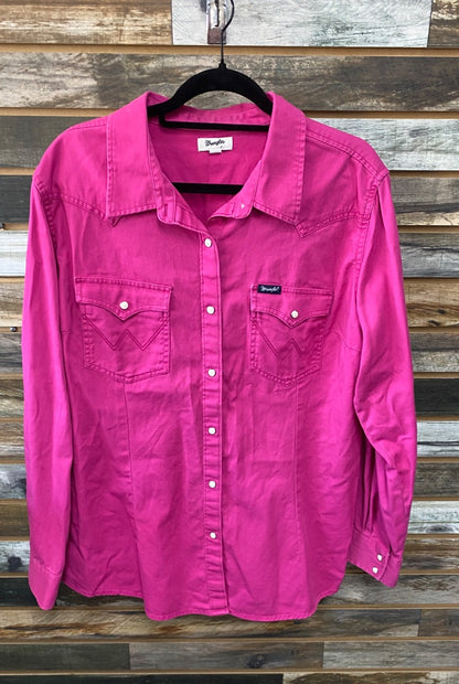 USED Wrangler Pink Jean Jacket XXL Pink