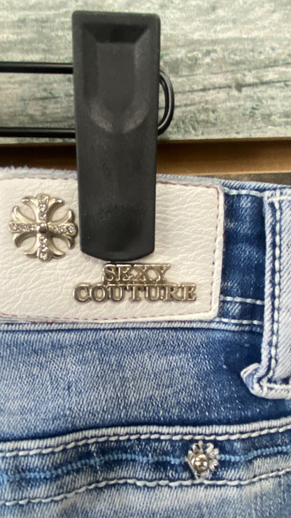 USED Sexy Couture Ladies Straight Leg Embroidered Jeans 13 Jean