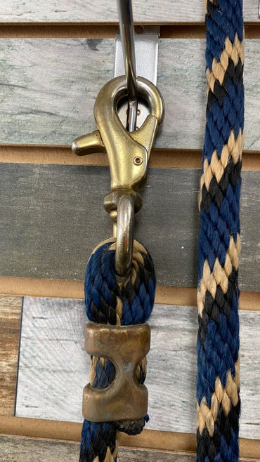 USED Golden Horseshoe Equestrian Lead Rope 124" Navy/Black/White