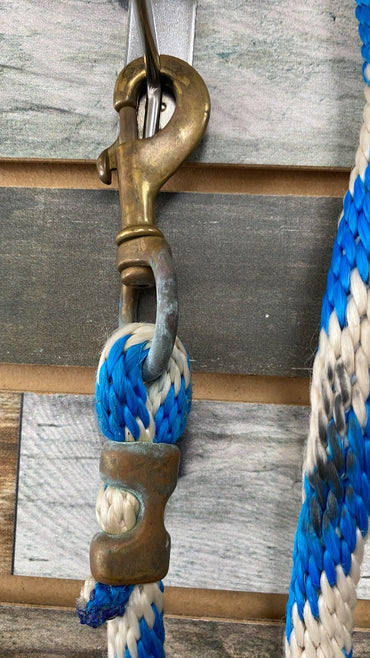 USED Golden Horseshoe Equestrian Lead Rope 81" Blue/White/Grey