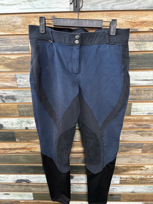 USED Horze Ladies English Breeches 32 Blue/Black