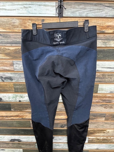 USED Horze Ladies English Breeches 32 Blue/Black