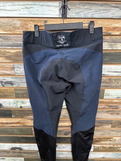 USED Horze Ladies English Breeches 32 Blue/Black