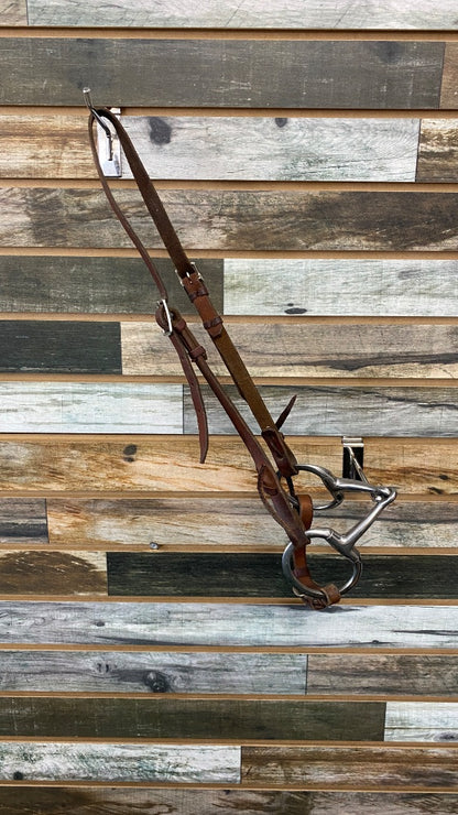 USED  Leather Western Headstall with Eggbutt Snaffle Bit Horse Brown