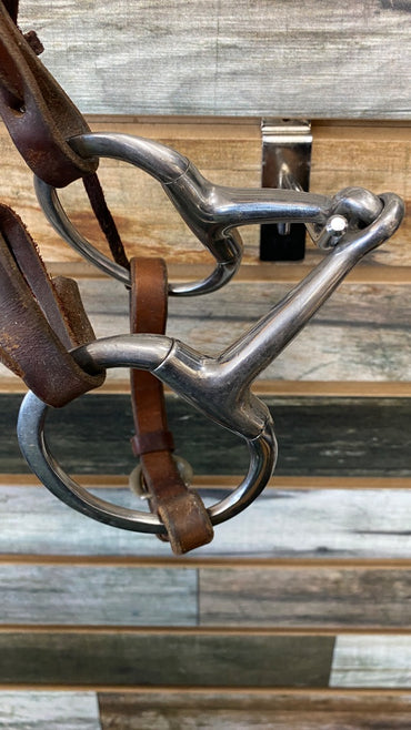 USED  Leather Western Headstall with Eggbutt Snaffle Bit Horse Brown