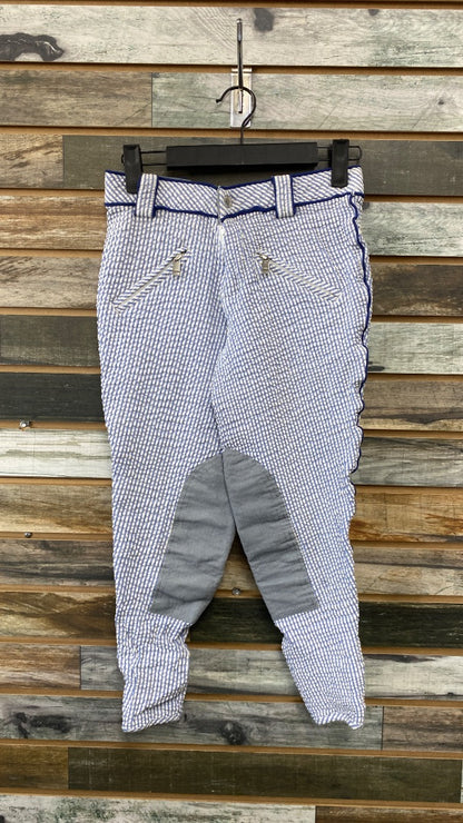 USED Highline Outfitters Knee Patch Breeches 26R Blue/White Check