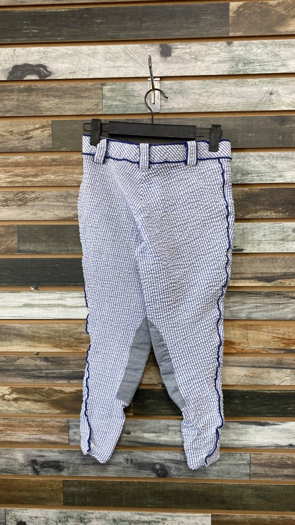 USED Highline Outfitters Knee Patch Breeches 26R Blue/White Check