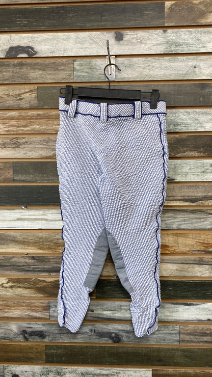 USED Highline Outfitters Knee Patch Breeches 26R Blue/White Check