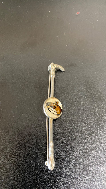 USED Golden Horseshoe Equestrian Stock Pin  Silver/Brown