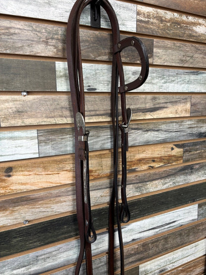 USED JTI Western Show Headstall with Split Reins Horse Brown