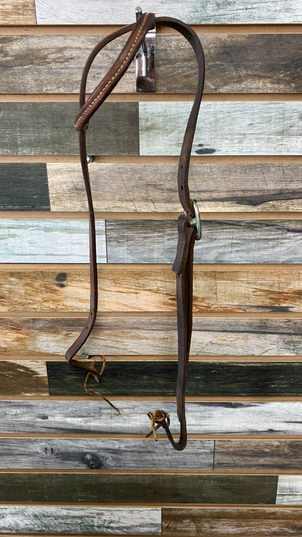 USED  Leather One-Ear Headstall Medium Oil, Stitching on Ear Horse Medium Oil