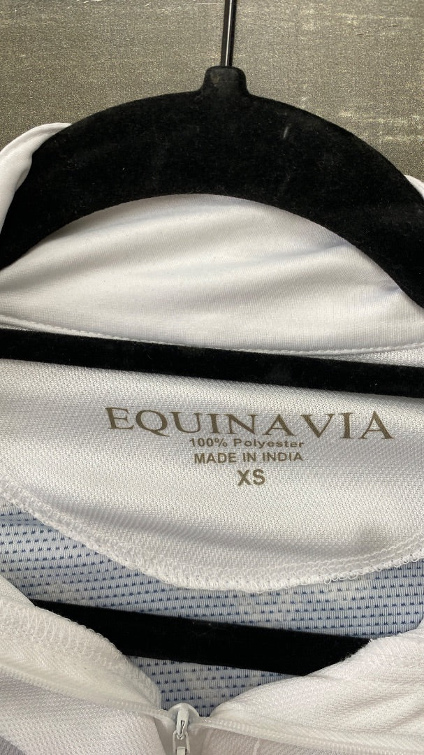 USED Equinavia Ladies English Show Shirt XS White/Blue