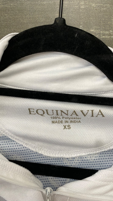 USED Equinavia Ladies English Show Shirt XS White/Blue