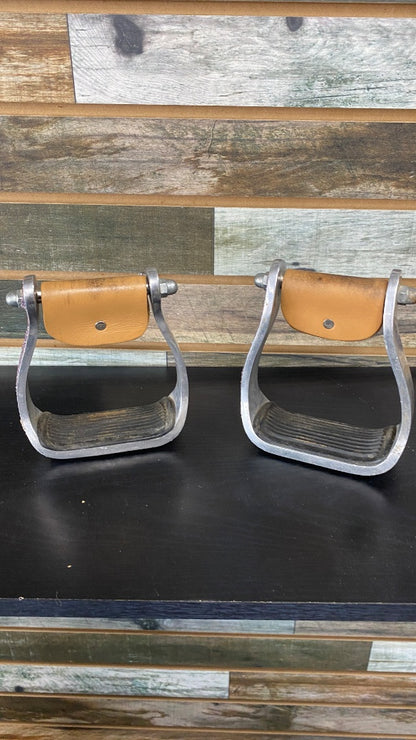 USED  Western Stirrups 5" Silver w/ purple glitter